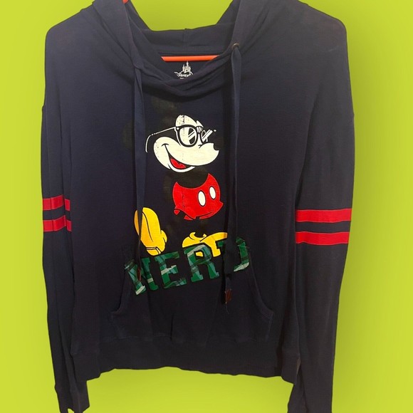 Disney Parks Womens Medium Mickey Mouse Nerd Hoodie Medium Some Stains & Weat - Picture 2 of 9